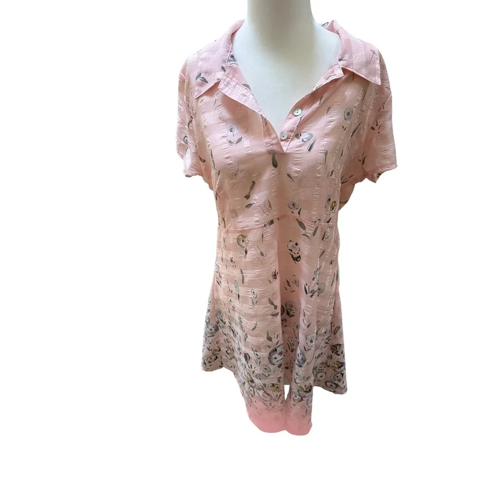 Pink Floral Midi Tie Back Tea Dress‎ M-L Twee Weddings Easter Tea Party